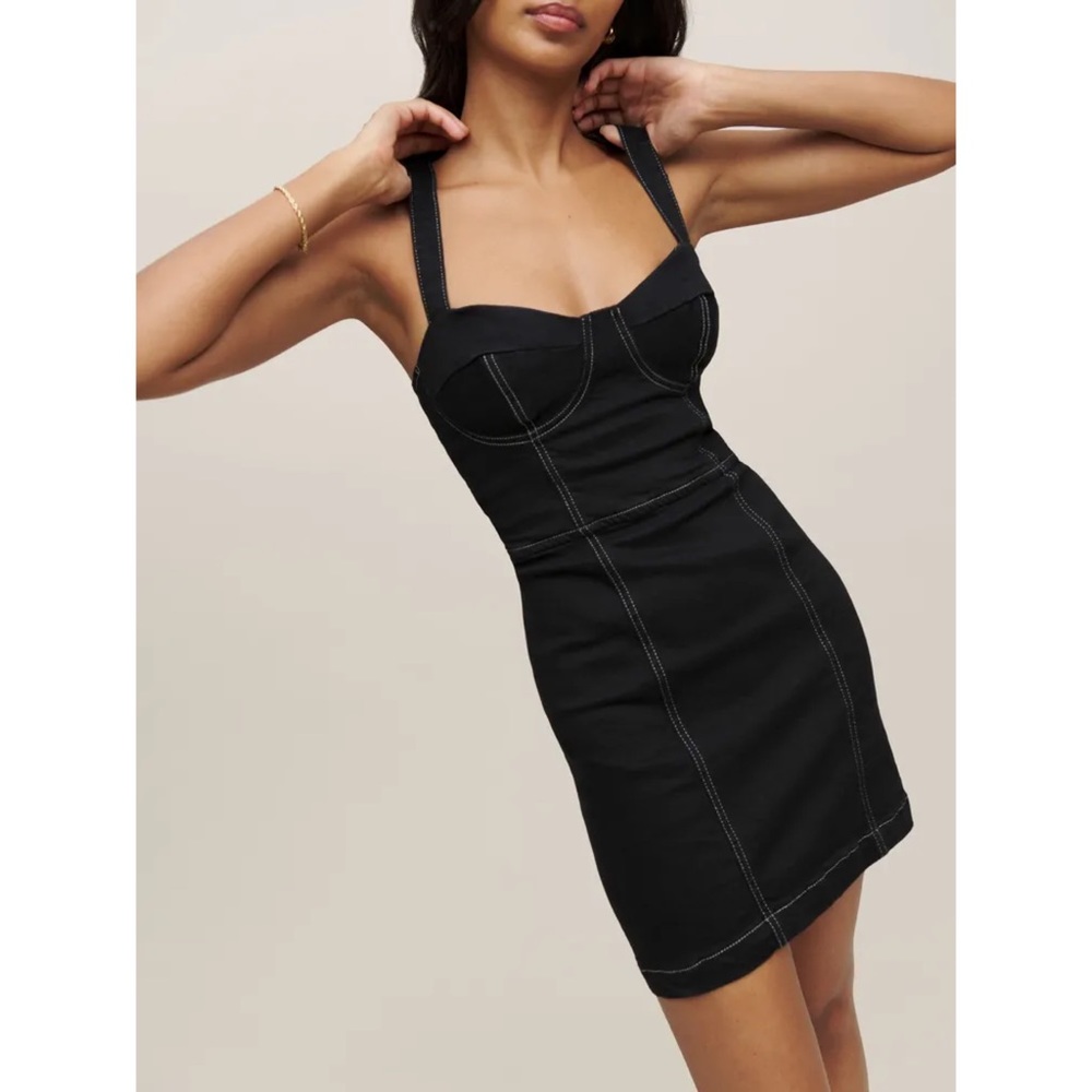 Reformation Denim Nikki Bustier Mini Dress